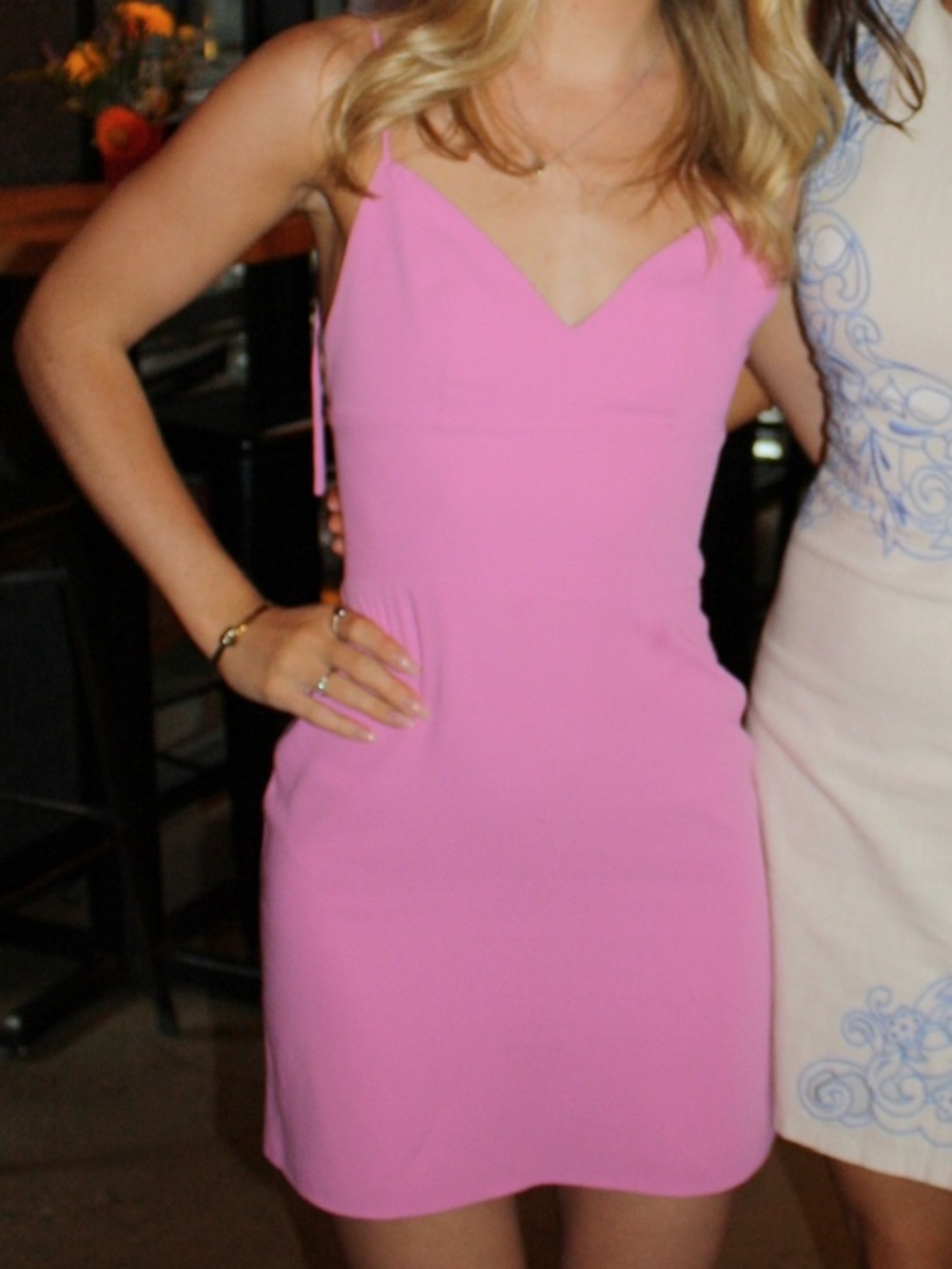 Amanda Uprichard Pink V-Neck Slip Dress